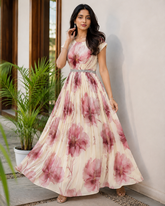 Ivory Water Color Floorlength