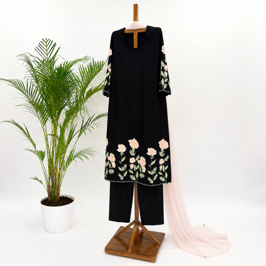Black ME straight Cut Kurta Set