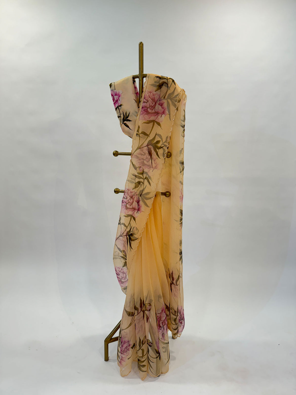 MUSKMELON PEON IA BORDER ORGANZA SAREE