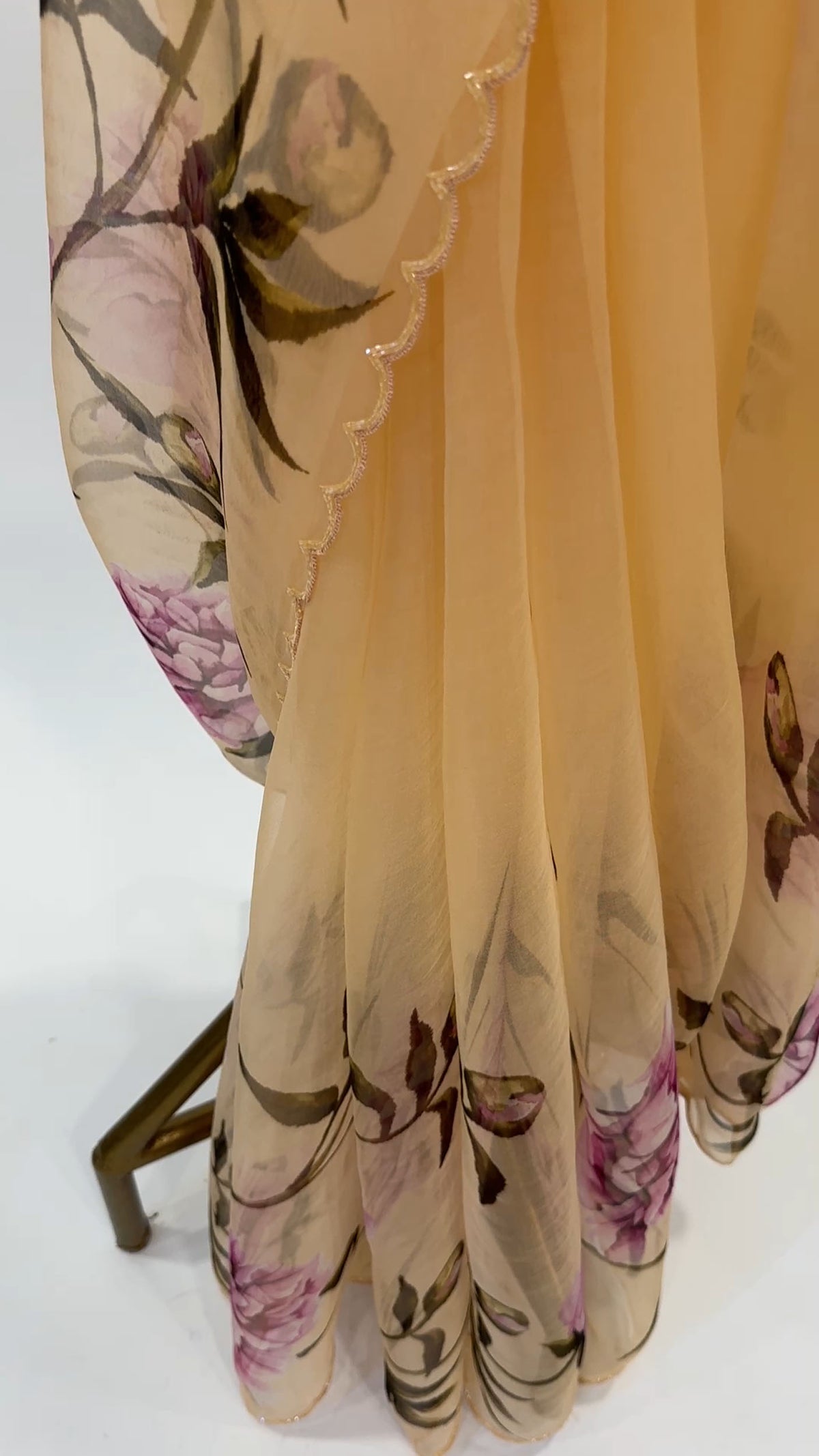 MUSKMELON PEON IA BORDER ORGANZA SAREE