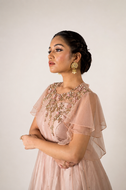 Champagne Knot Embroidery Floorlength