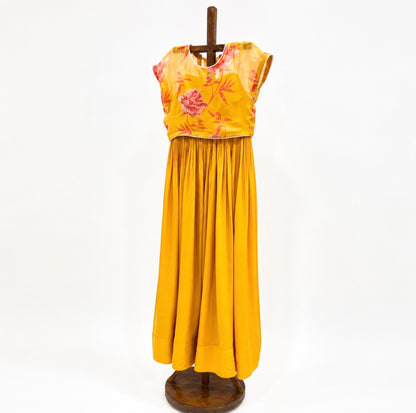 Mustard yellow peonia tie jacket dress