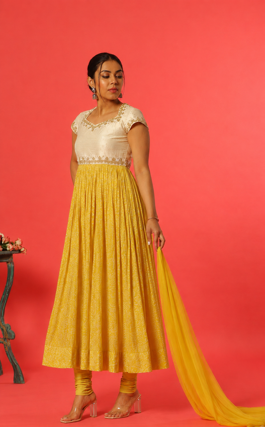 Yellow Kurta Anarkali Set