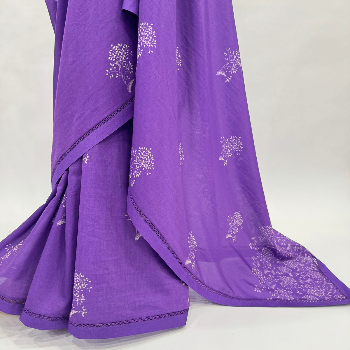 PURPLE KUMRI MOTIFS CHANDERI SAREE