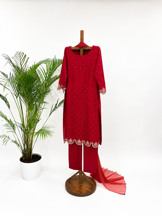 Red Tamara Kurta Set