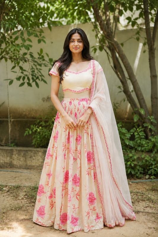 Ivory Peonia Skirt Set