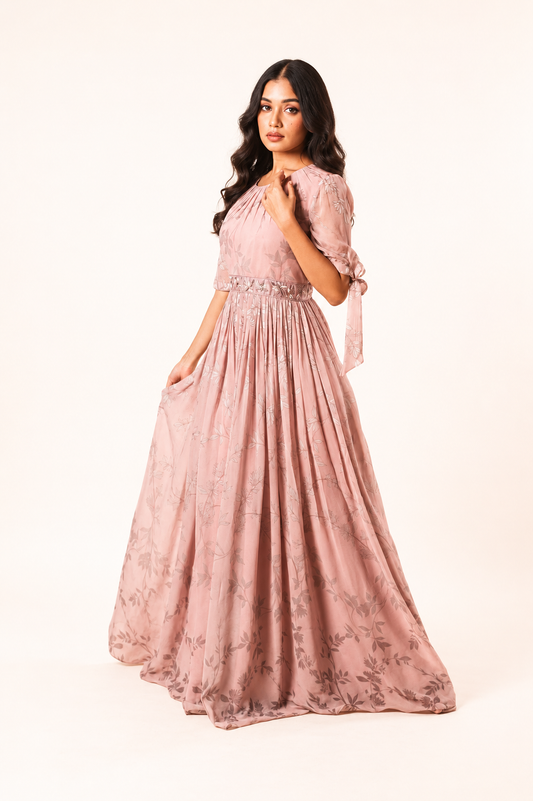 Rose Brown Foliole Gradient Floorlength
