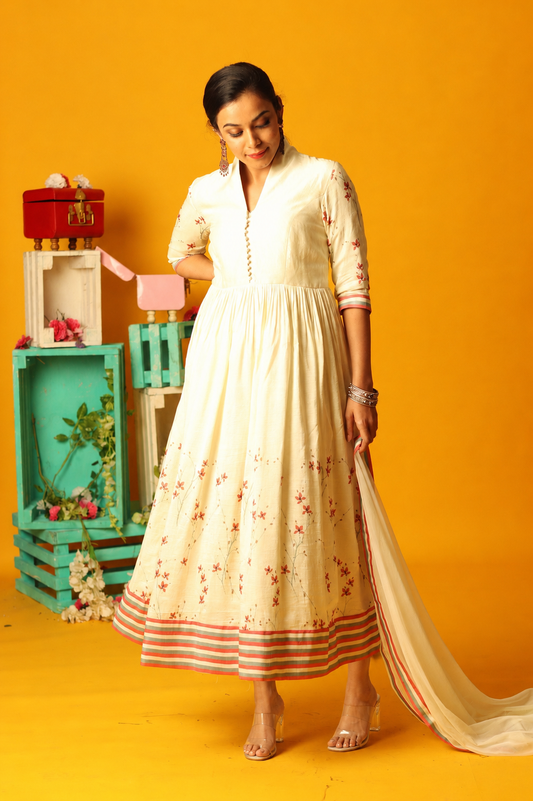 Off-White Bloom Anarkali Set