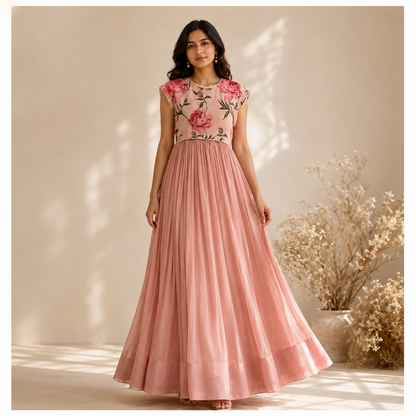 Soft Pink Peonia Printed Tie Jacket Dress
