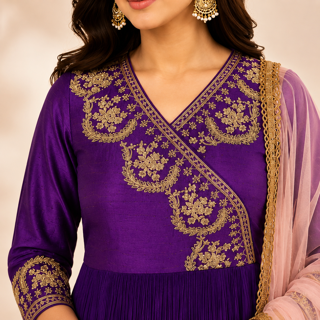 Purple Tamara Angrakha Anarkali Set