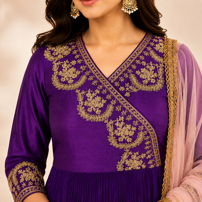 Purple Tamara Angrakha Anarkali Set