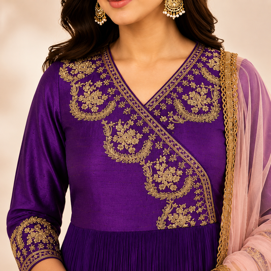 Purple Tamara Angrakha Anarkali Set