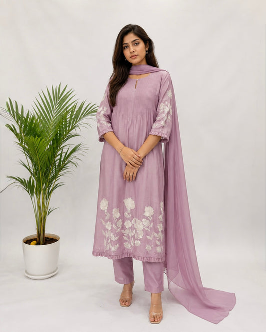 Onion Pink ME distilled Cut Kurta Set