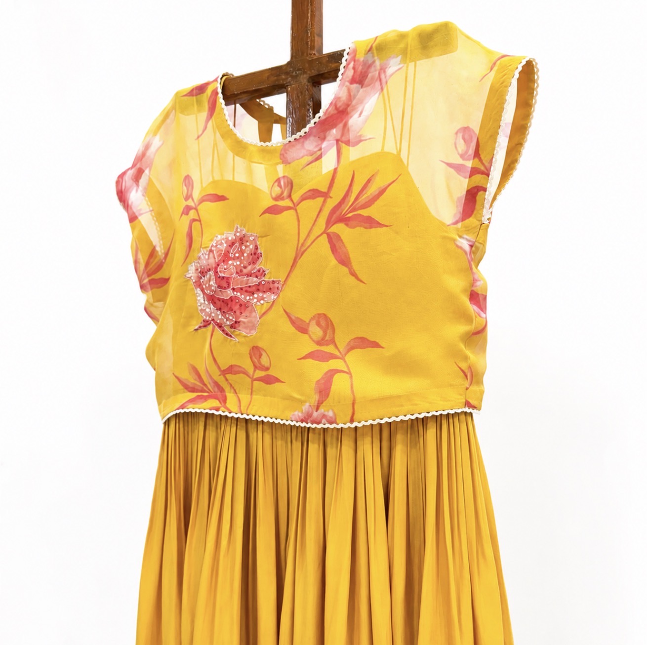 Mustard yellow peonia tie jacket dress