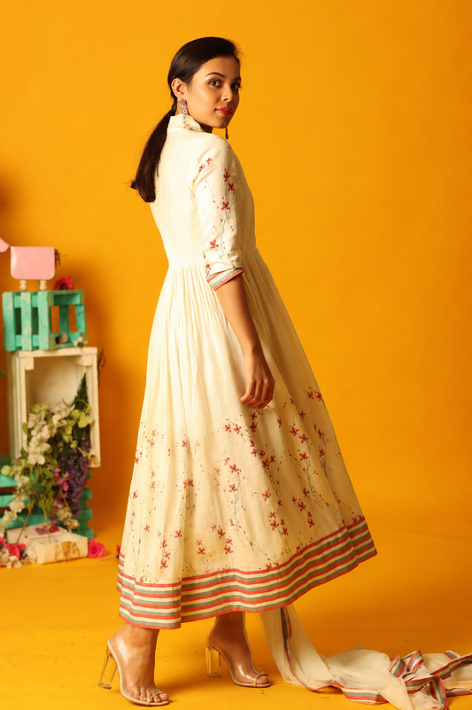 Off-White Bloom Anarkali Set