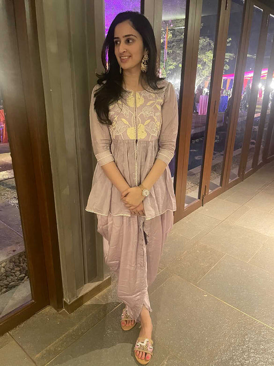 Mauve IT peplum Dhoti