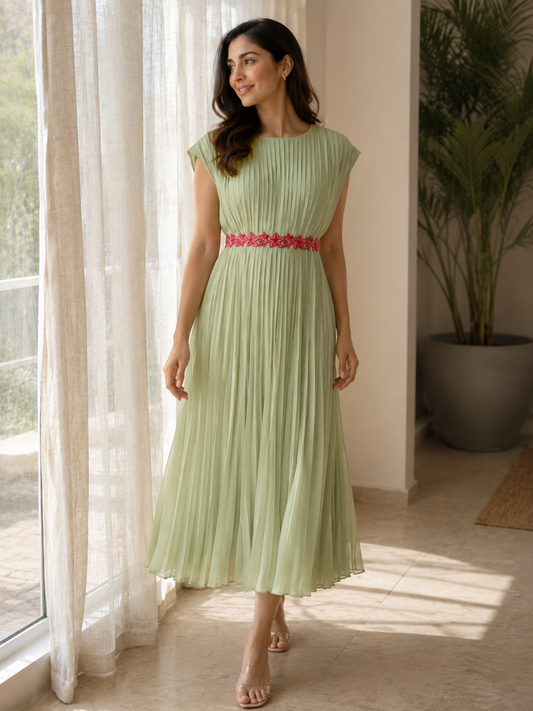 Seagreen Pleated Dress