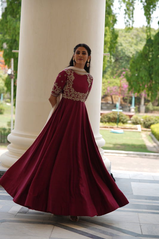 Burgundy Tamara Anarkali Set