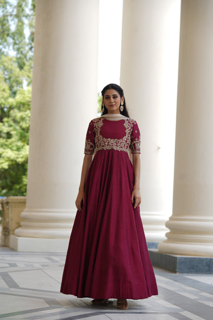 Burgundy Tamara Anarkali Set