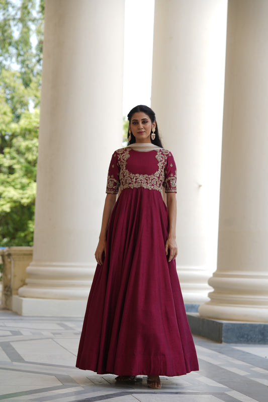 Burgundy Tamara Anarkali Set