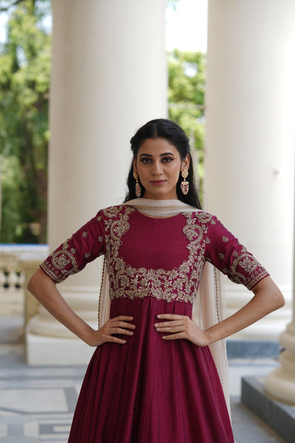 Burgundy Tamara Anarkali Set