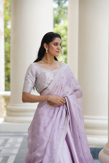 Lilac small flower lehenga