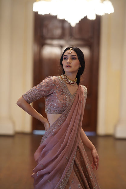 Rose Brown Small flower lehenga