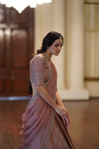 Rose Brown Small flower lehenga
