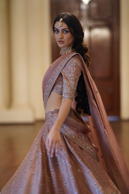 Rose Brown Small flower lehenga