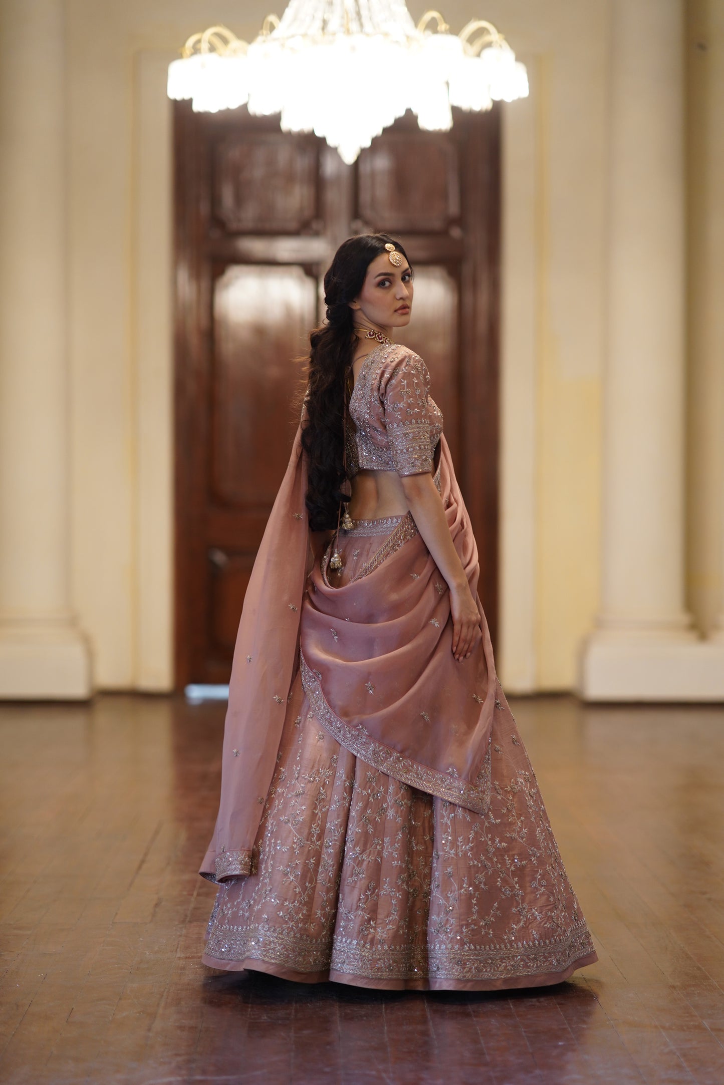 Rose Brown Small flower lehenga