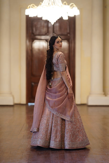 Rose Brown Small flower lehenga