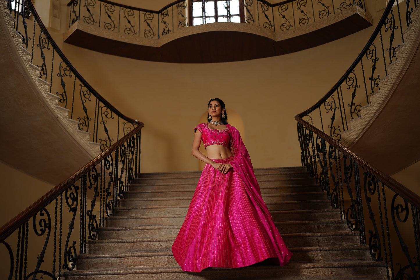 Hot Pink Pitta Lehenga