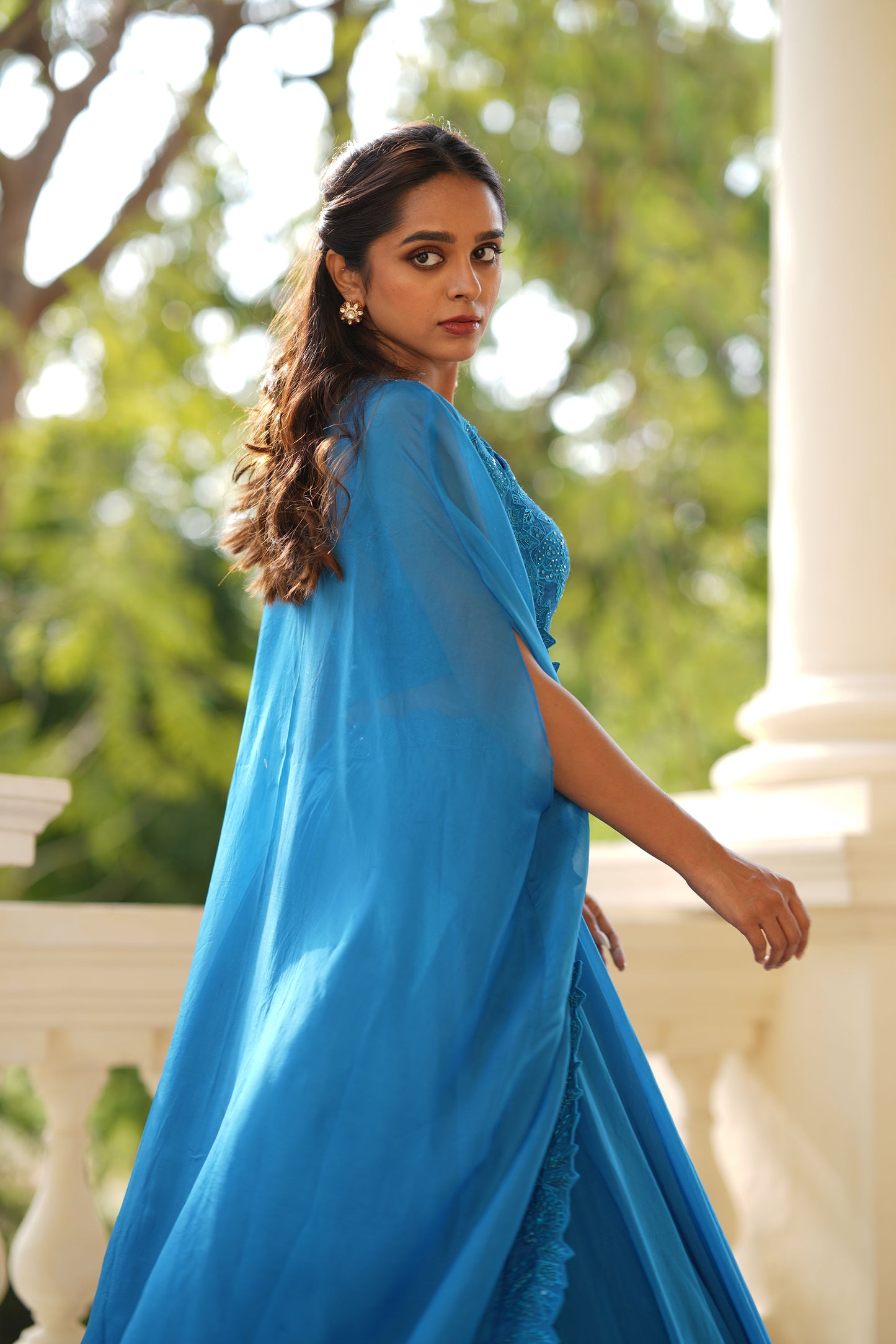 Applique Skirt Cape Set