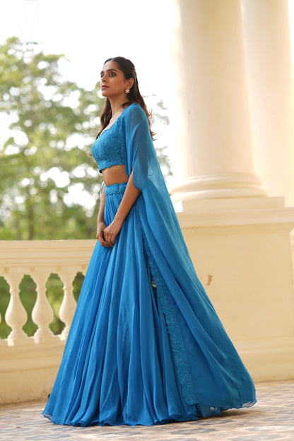 Applique Skirt Cape Set