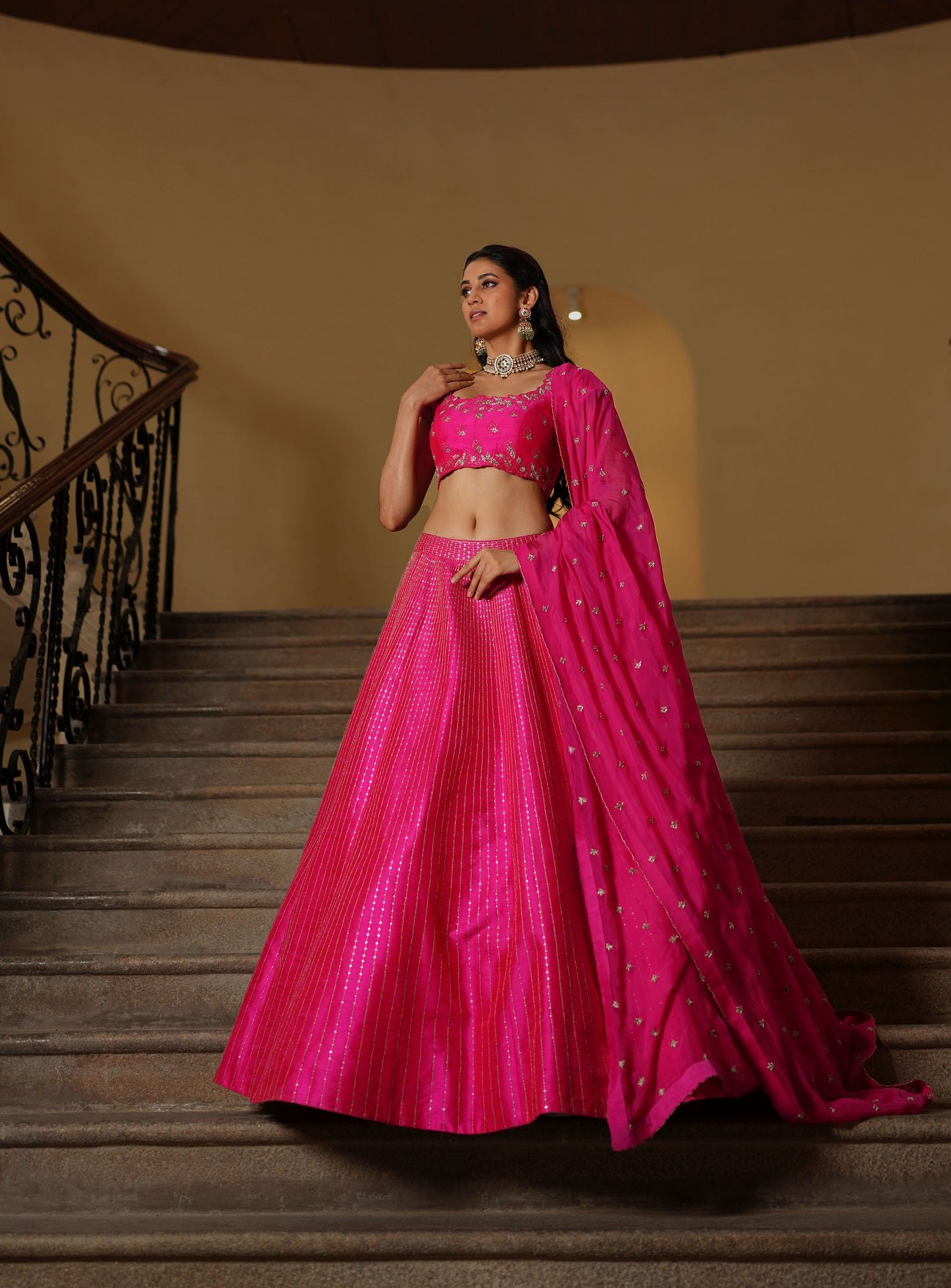 Hot Pink Pitta Lehenga