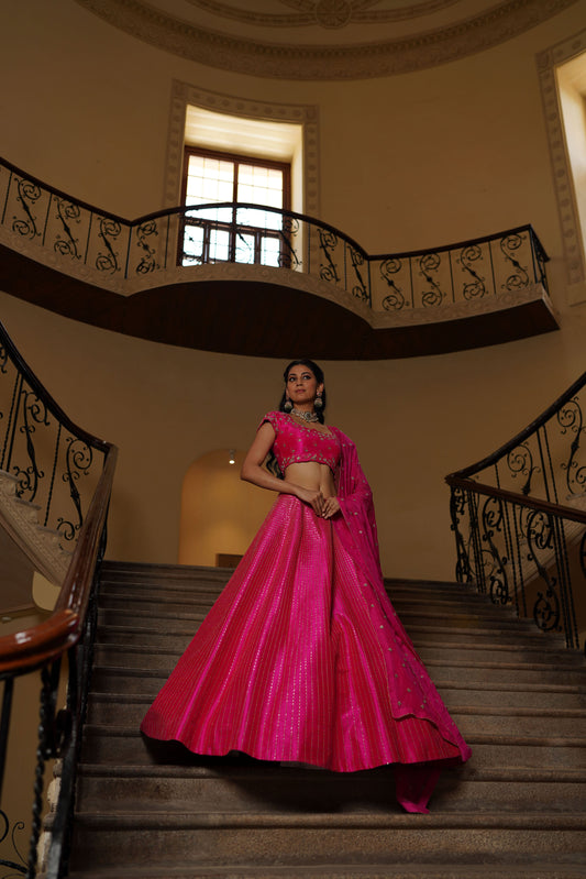 Hot Pink Pitta Lehenga