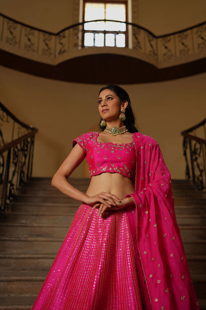 Hot Pink Pitta Lehenga