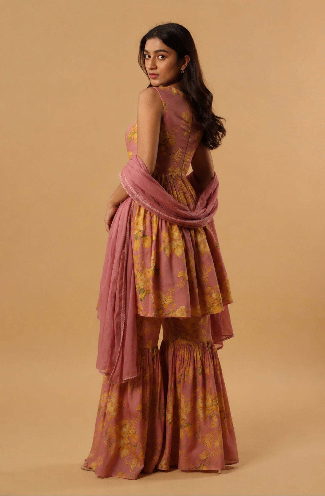 onion pink flower bunch sharara set