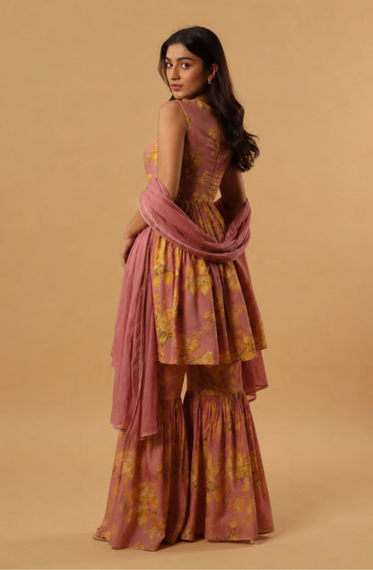 onion pink flower bunch sharara set