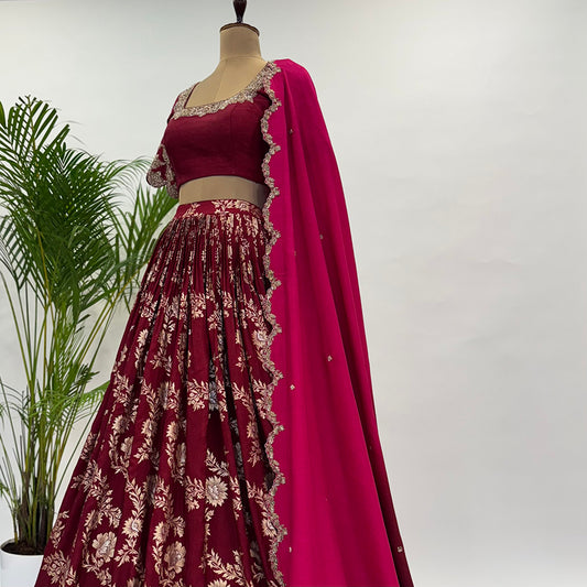 Red Banaras Lehenga