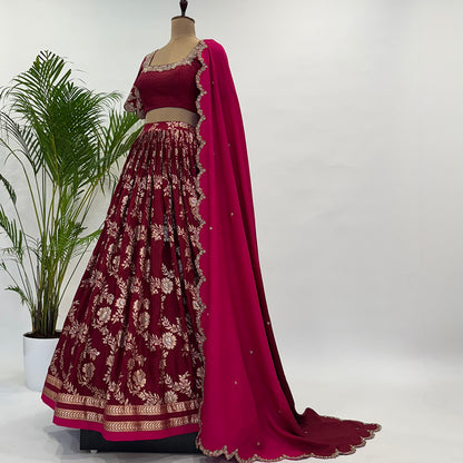 Red Banaras Lehenga