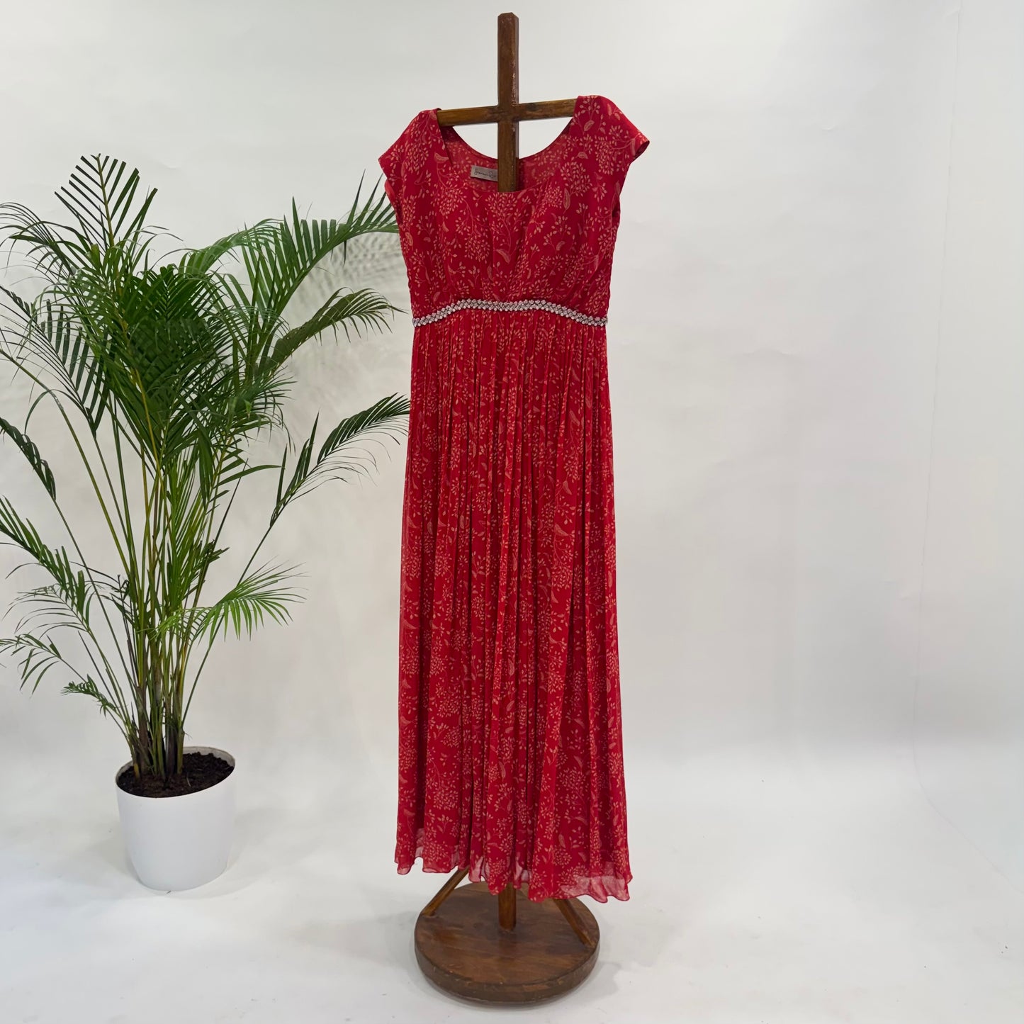 Red Kumri Drape Floorlength