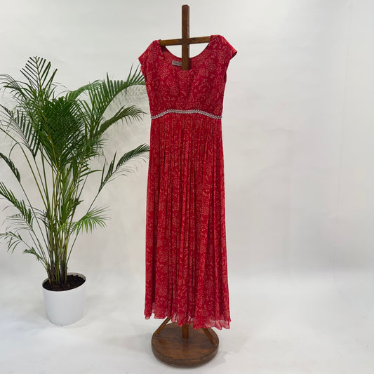 Red Kumri Drape Floorlength