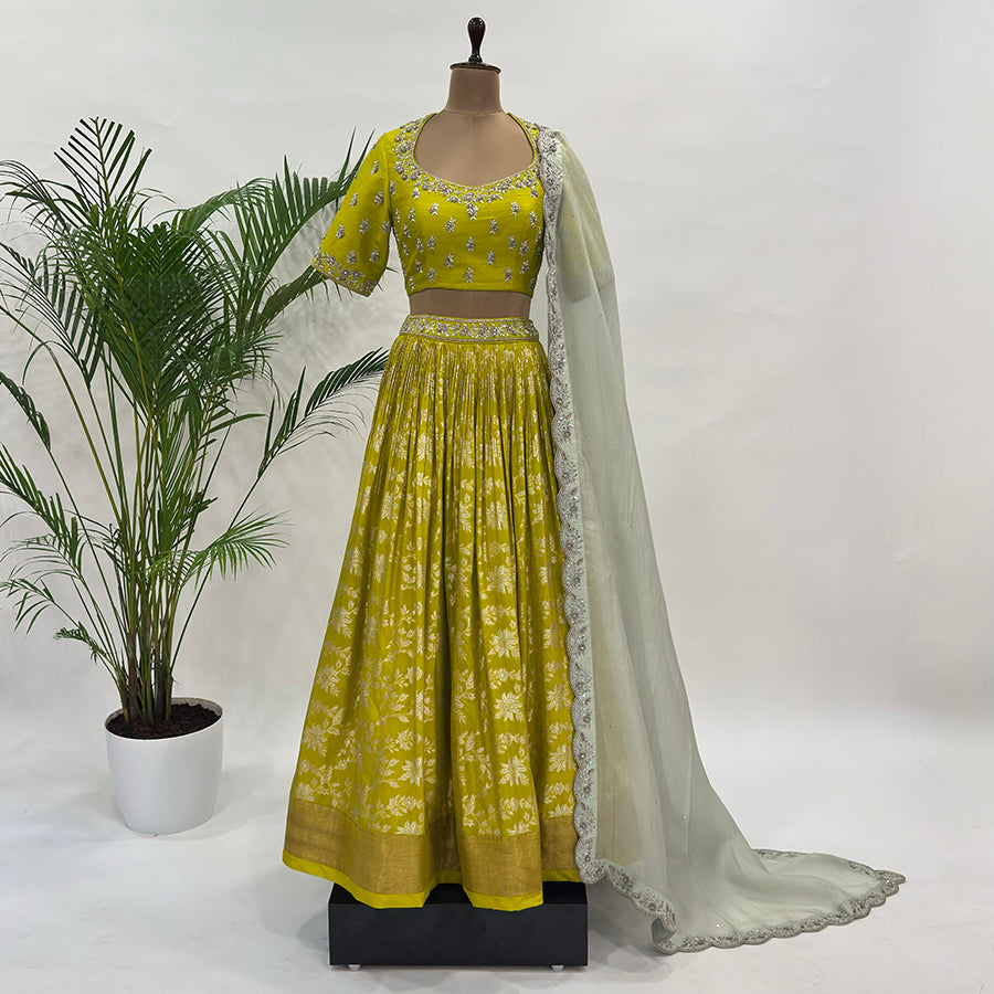 Green Banaras Lehenga