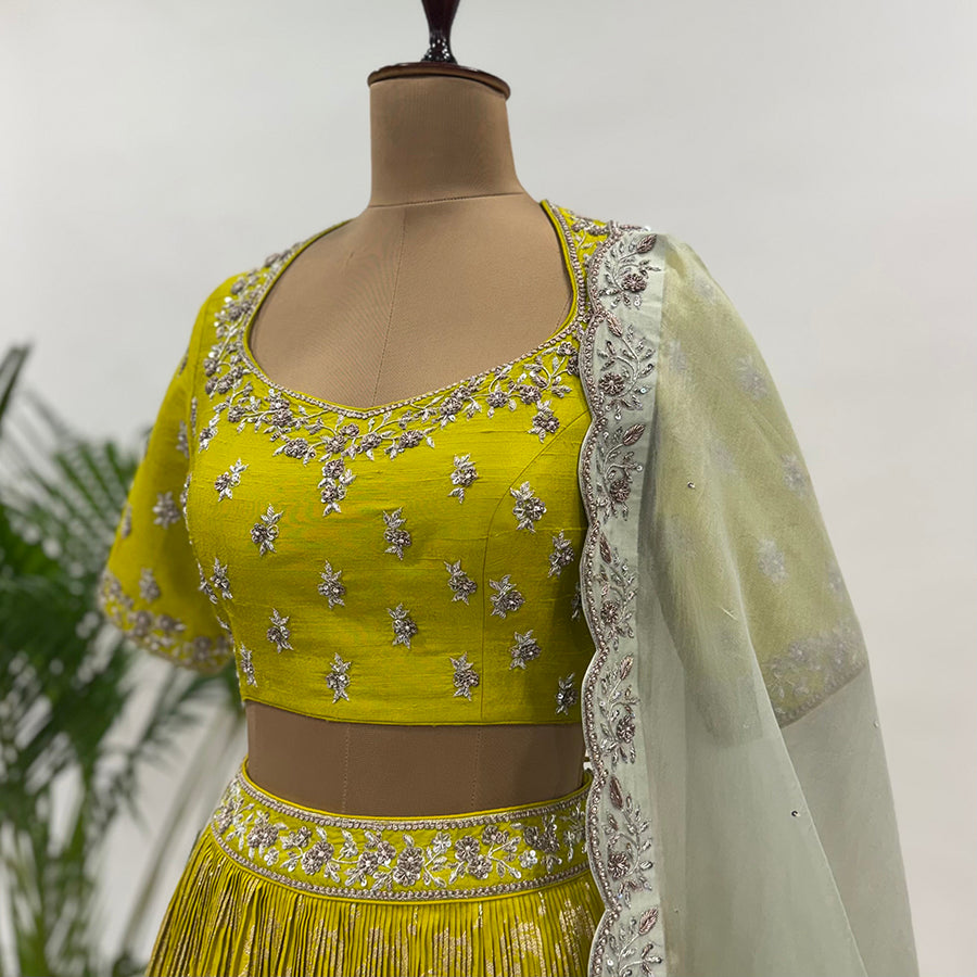 Green Banaras Lehenga
