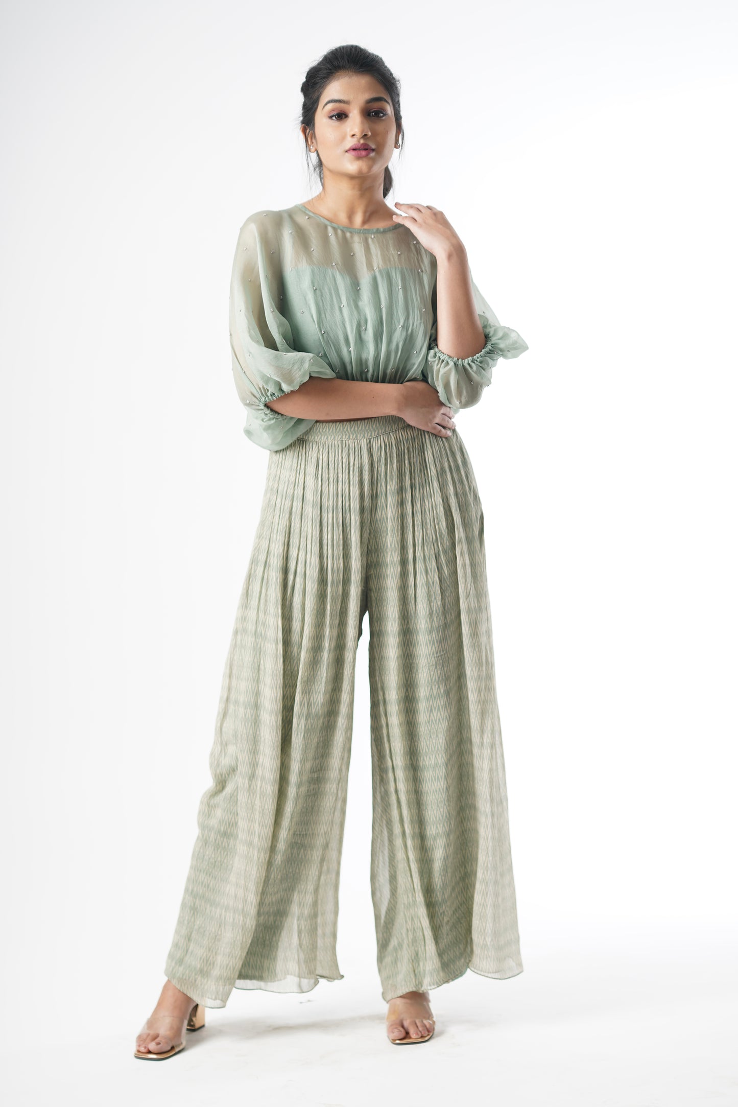 stripes ballon top and pants