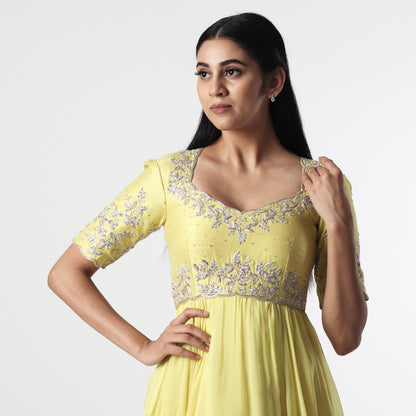 Lime Green Vinca Asymmetricla Floorlength