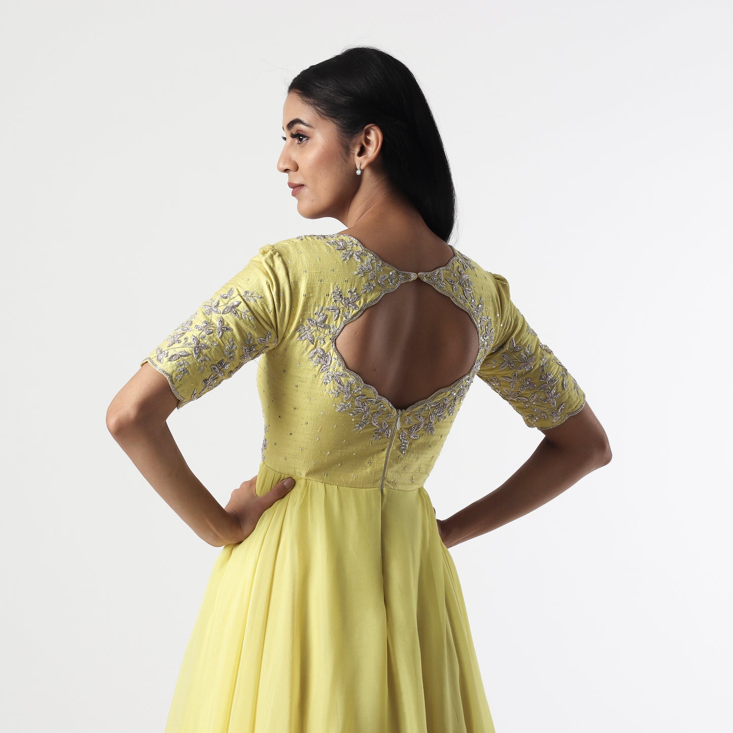 Lime Green Vinca Asymmetricla Floorlength