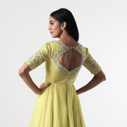 Lime Green Vinca Asymmetricla Floorlength