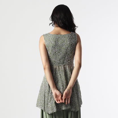 Green Embroidery Peplum Dhoti